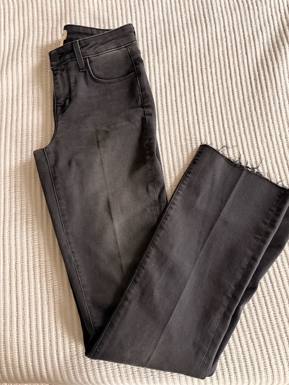L'AGENCE Straight-Leg Black Jeans w/mini flare